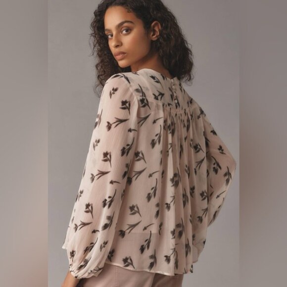 NWT Size M  Maeve LongSleeve Pleated Peasant Blouse - Picture 5 of 16